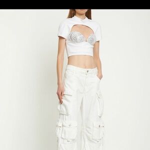 AREA women's crystal-embellished bustier top